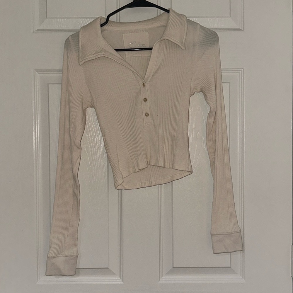 Aerie Ribbed Polo Top Size Small